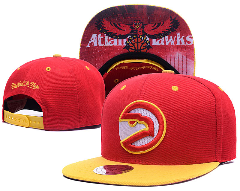 Hawks Team Logo Red Mitchell & Ness Adjustable Hat LH