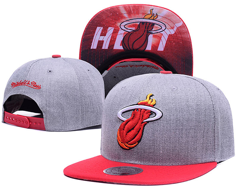 Heat Team Logo Gray Red Mitchell & Ness Adjustable Hat LH