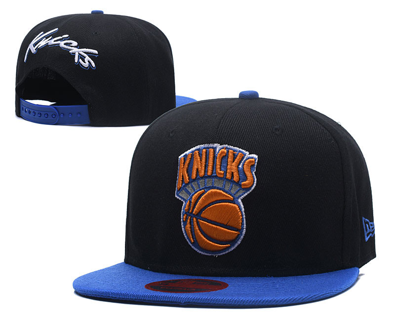 Knicks Team Logo Black Blue Adjustable Hat LH
