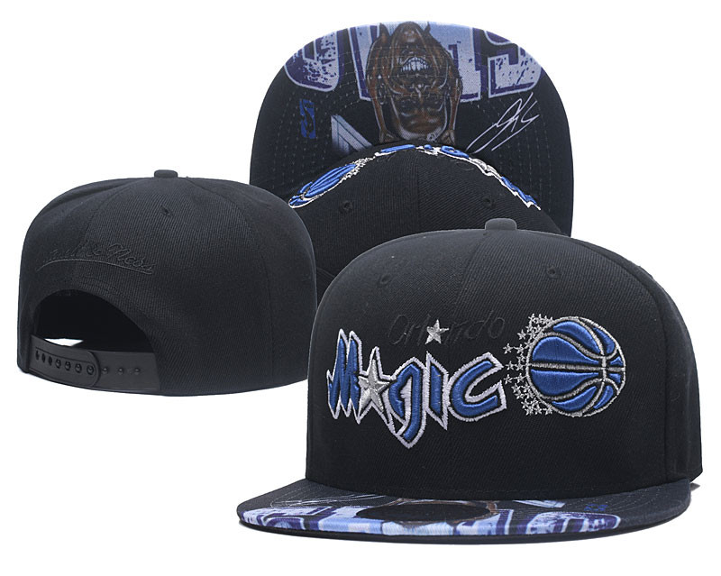 Magic Team Logo Black Mitchell & Ness Adjustable Hat LH - Click Image to Close