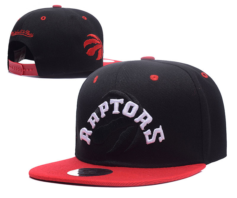 Raptors Team Logo Black Red Mitchell & Ness Adjustable Hat LH