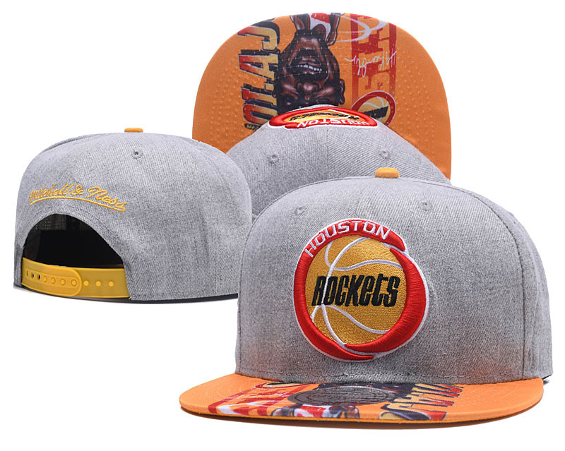 Rockets Team Logo Gray Mitchell & Ness Adjustable Hat LH