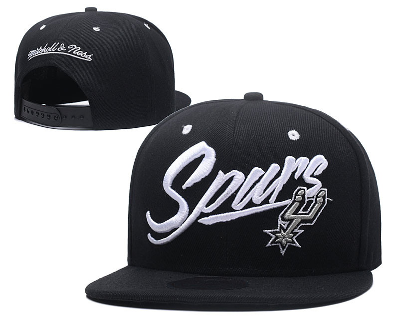 Spurs Team Big Logo Black Mitchell & Ness Adjustable Hat LH