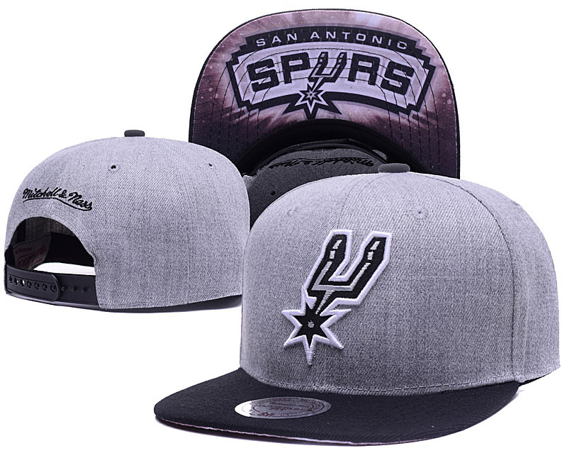 Spurs Team Logo Gray Mitchell & Ness Adjustable Hat LH
