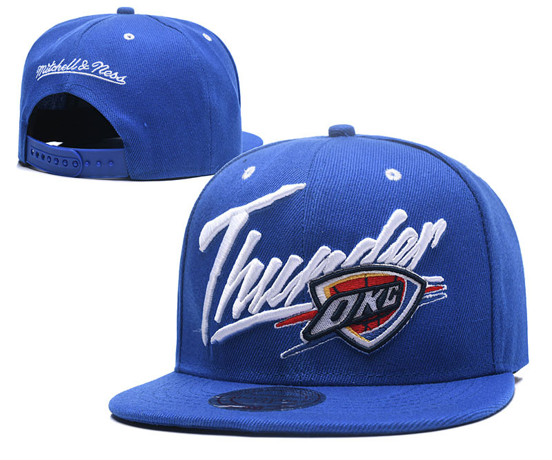 Thunder Team Logo All Blue Mitchell & Ness Adjustable Hat LH