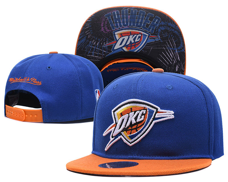 Thunder Team Logo Blue Orange Mitchell & Ness Adjustable Hat LH