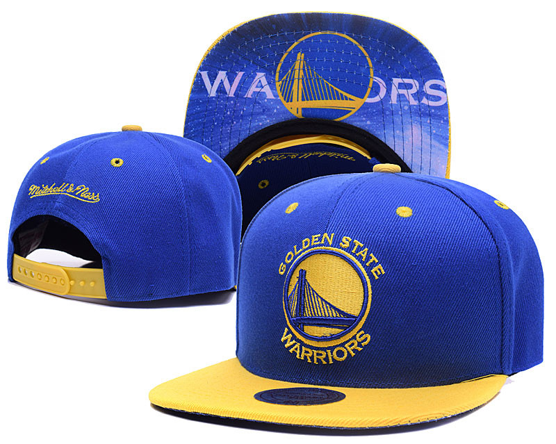 Warriors Team Big Logo Blue Yellow Mitchell & Ness Adjustable Hat LH
