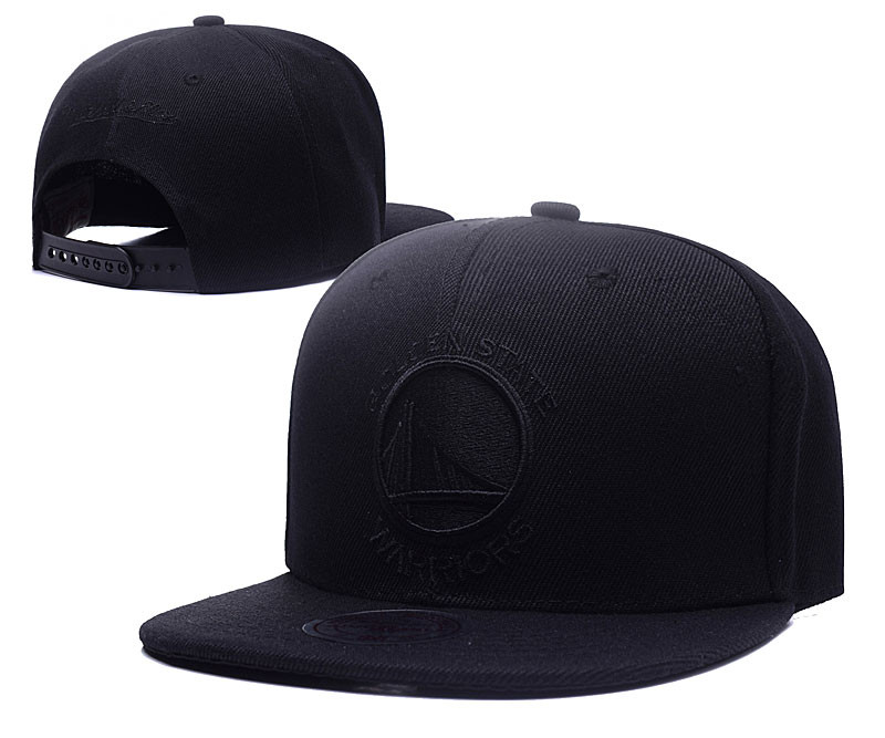 Warriors Team Logo All Black Adjustable Hat LH