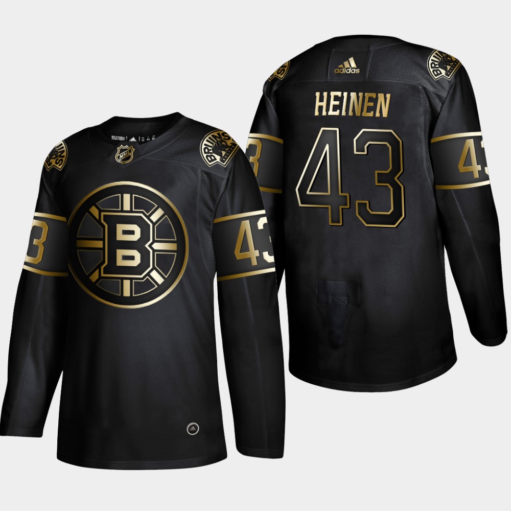 Bruins 43 Danton Heinen Black Gold Adidas Jersey - Click Image to Close