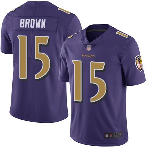 Nike Ravens 15 Marquise Brown Purple Youth Color Rush Limited Jersey