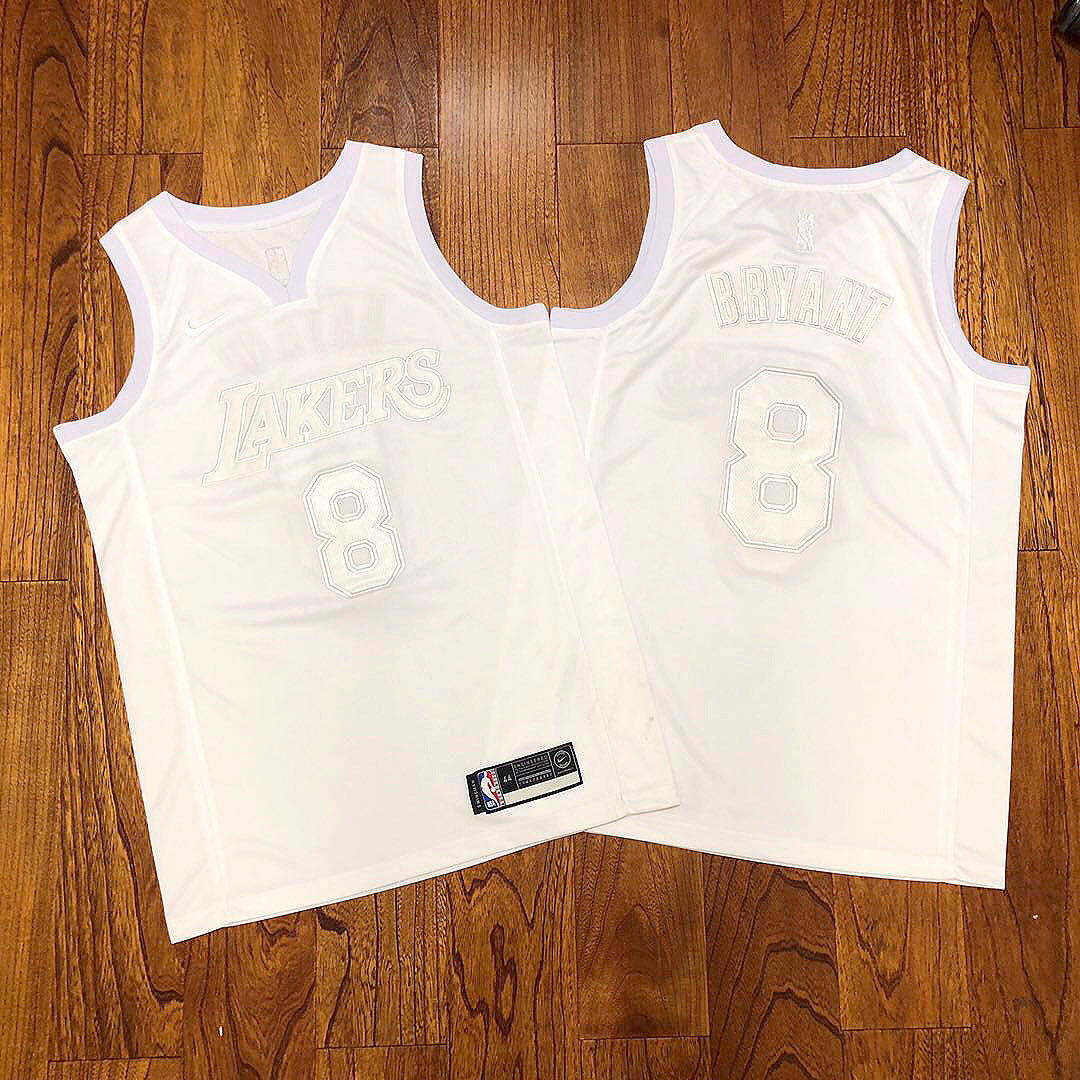 Lakers 8 Kobe Bryant White Nike AF 100 Commemorative Swingman Jersey