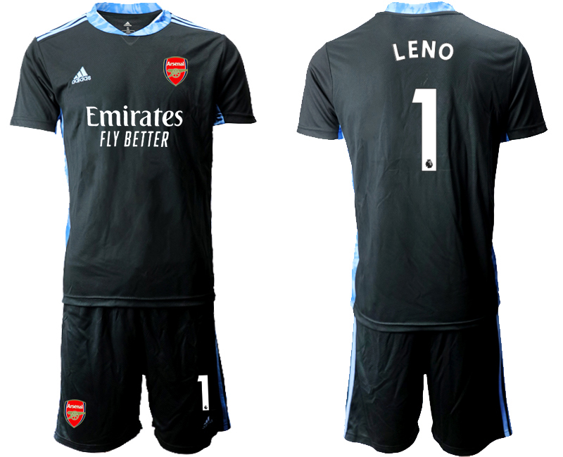 2020-21 Arsenal 1 LENO Black Goalkeeper Soccer Jersey - Click Image to Close