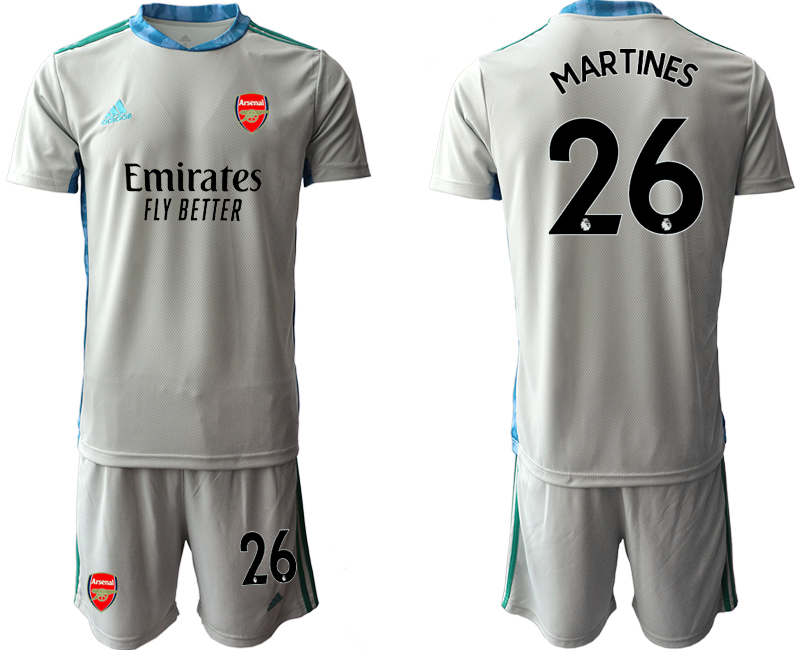 2020-21 Arsenal 26 MARTINES Gray Goalkeeper Soccer Jersey - Click Image to Close