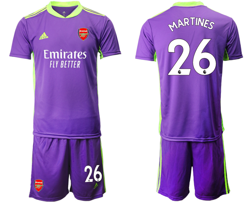 2020-21 Arsenal 26 MARTINES Purple Goalkeeper Soccer Jersey - Click Image to Close