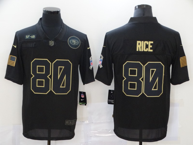 Nike 49ers 80 Jerry Rice Black 2020 Salute To Service Limited Jersey