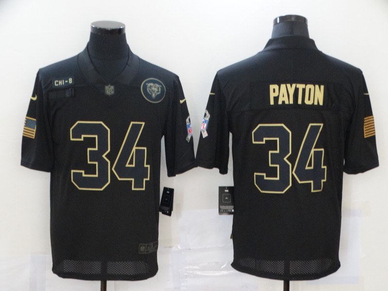 Nike Bears 34 Walter Payton Black 2020 Salute To Service Limited Jersey