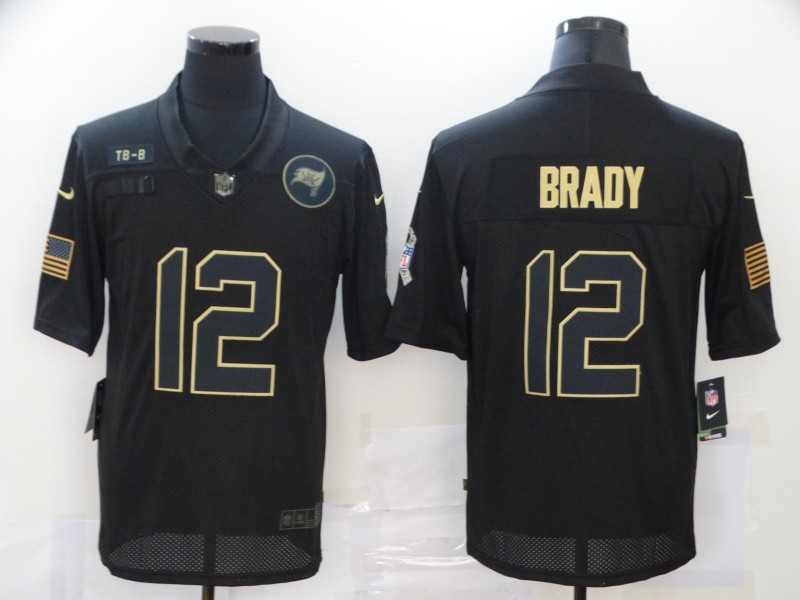 Nike Buccaneers 12 Tom Brady Black 2020 Salute To Service Limited Jersey