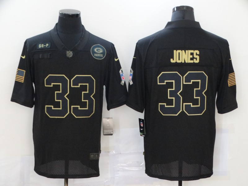 Nike Packers 33 Aaron Jones Black 2020 Salute To Service Limited Jersey