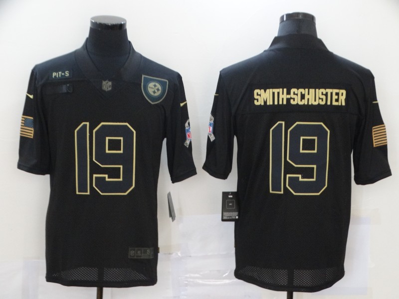 Nike Steelers 19 JuJu Smith Schuster Black 2020 Salute To Service Limited Jersey