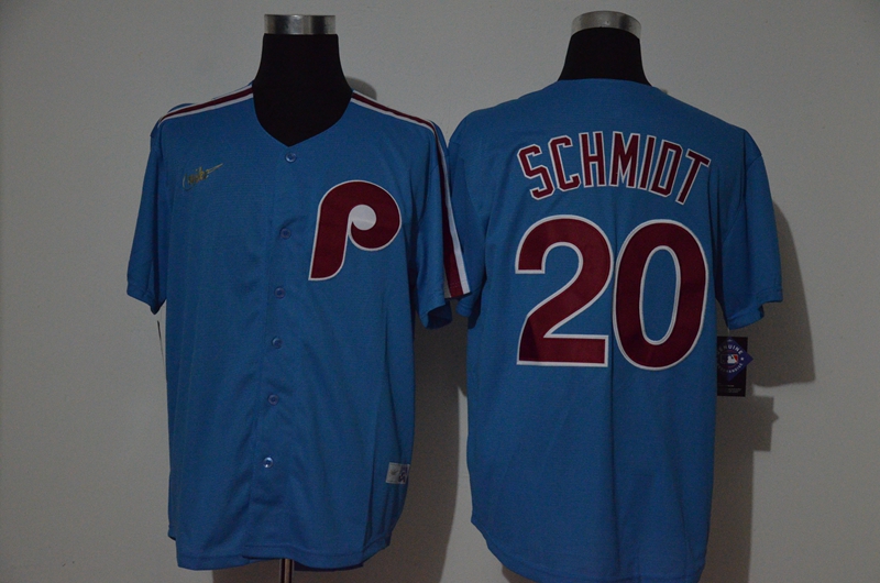 Phillies 20 Mike Schmidt Blue Nike Cooperstown Collection Jersey