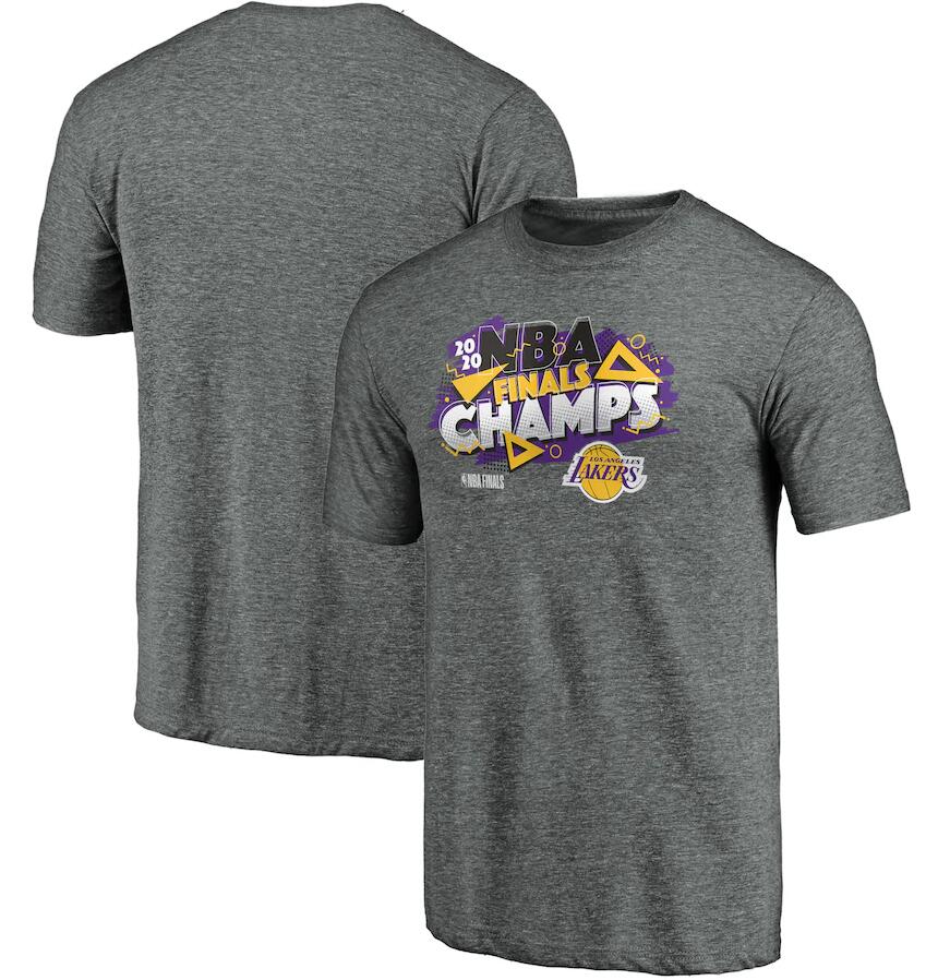 Men's Los Angeles Lakers Fanatics Gray 2020 NBA Finals Champions Saved By The Buzzer Tri Blend T-Shirt