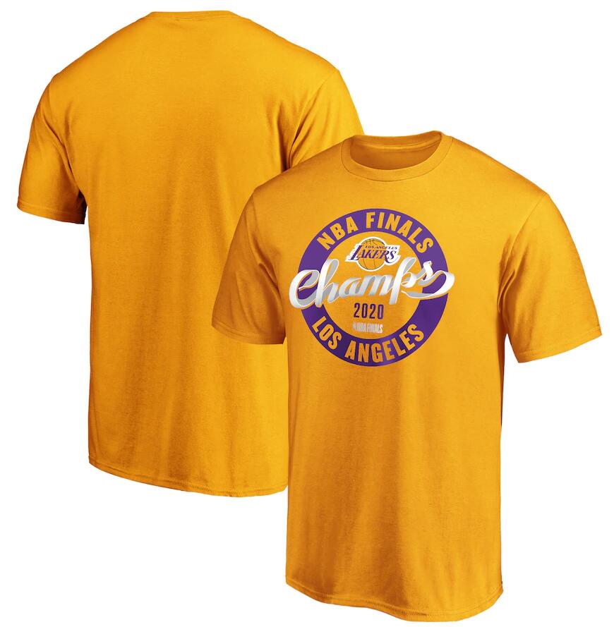 Men's Los Angeles Lakers Gold 2020 NBA Finals Champions Zone Laces T-Shirt