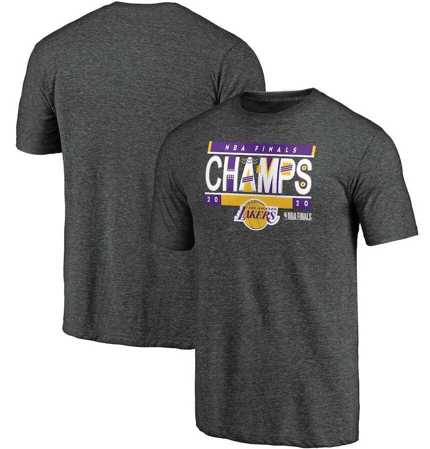 Men's Los Angeles Lakers Gray 2020 NBA Finals Champions Bank Shot Tri Blend T-Shirt