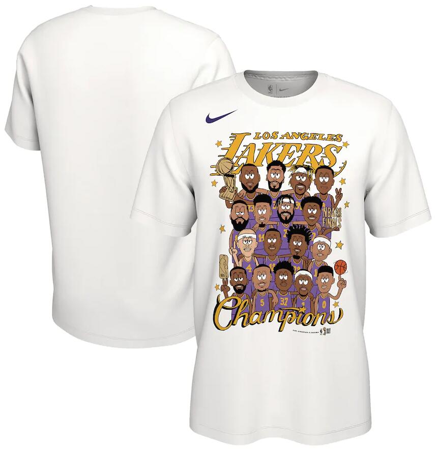 Men's Los Angeles Lakers Nike White 2020 NBA Finals Champions Celebration Roster T-Shirt