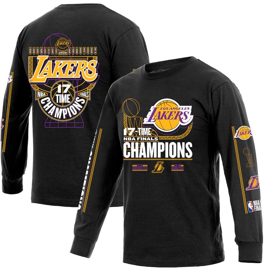 Men's Los Angeles Lakers Black 17 Time NBA Finals Champions Long Sleeve T-Shirt