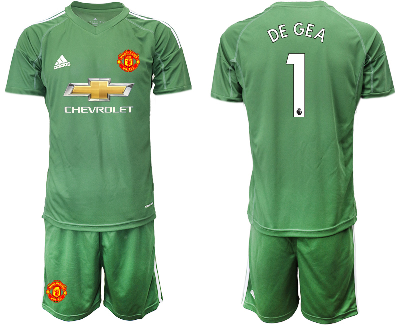 2020-21 Manchester United 1 DE GEA Army Green Goalkeeper Soccer Jersey - Click Image to Close
