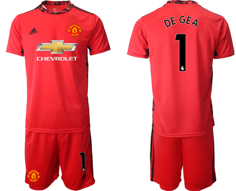 2020-21 Manchester United 1 DE GEA Red Goalkeeper Soccer Jersey - Click Image to Close