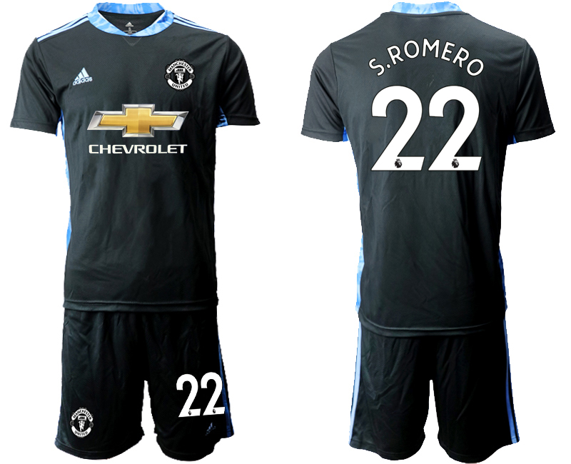 2020-21 Manchester United 22 S.ROMERO Black Goalkeeper Soccer Jersey - Click Image to Close