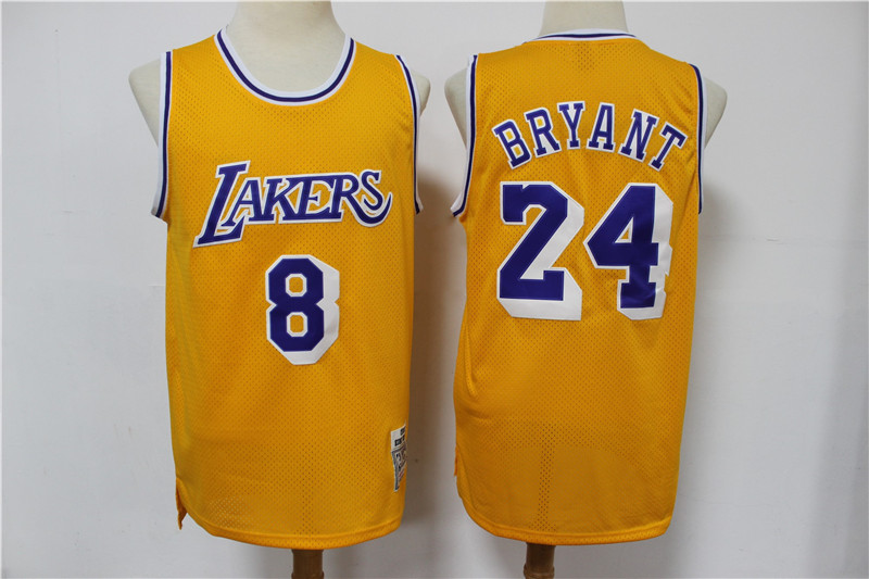 Lakers 8 & 24 Kobe Bryant Yellow 2020 Hardwood Classics Jersey