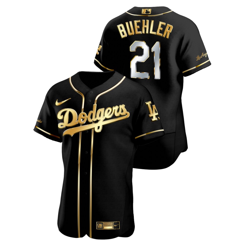 Dodgers 21 Walker Buehler Black Gold 2020 Nike Flexbase Jersey - Click Image to Close