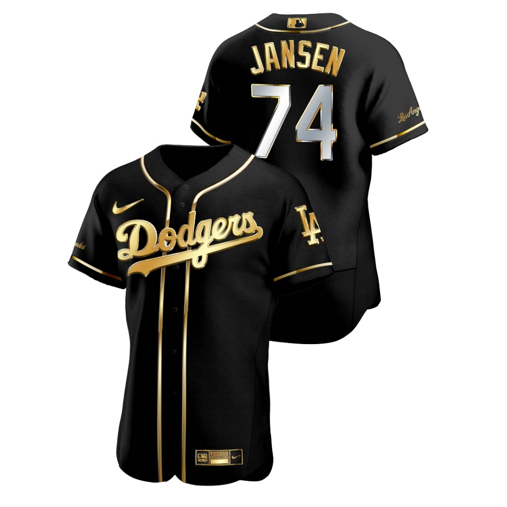 Dodgers 74 Kenley Jansen Black Gold 2020 Nike Flexbase Jersey - Click Image to Close