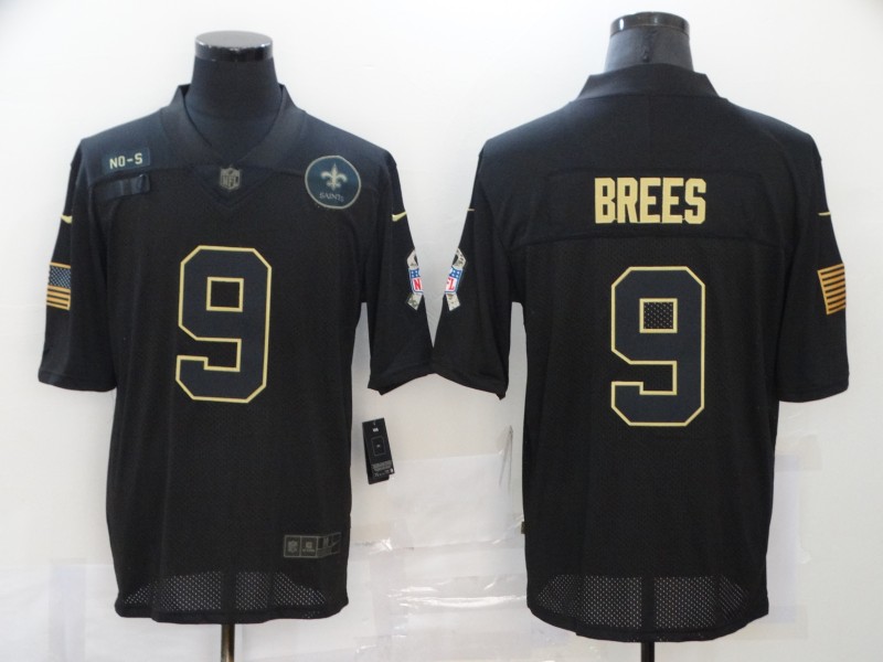 Nike Saints 9 Drew Brees Black 2020 Salute To Service Limited Jersey - Click Image to Close