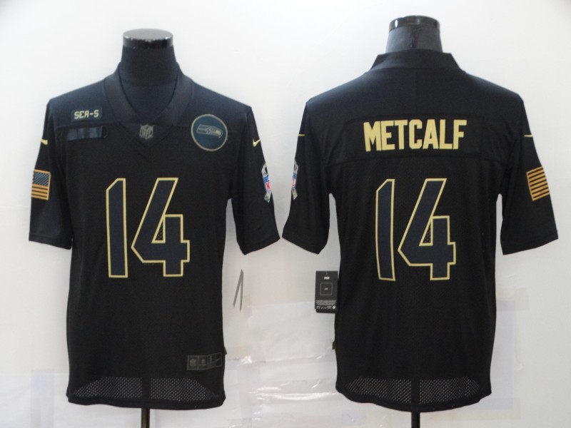 Nike Seahawks 14 DK Metcalf Black 2020 Salute To Service Limited Jersey - Click Image to Close