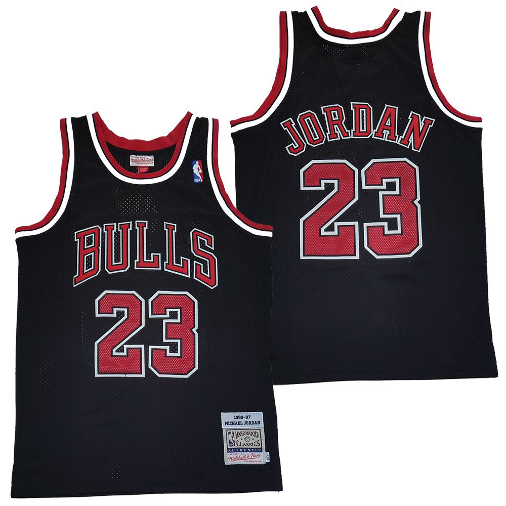 Bulls 23 Michael Jordan Black 1996-97 Hardwood Classics Mesh Jersey