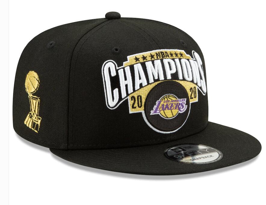 Lakers Team Logo Black 2020 NBA Champions Adjustable Hat SG