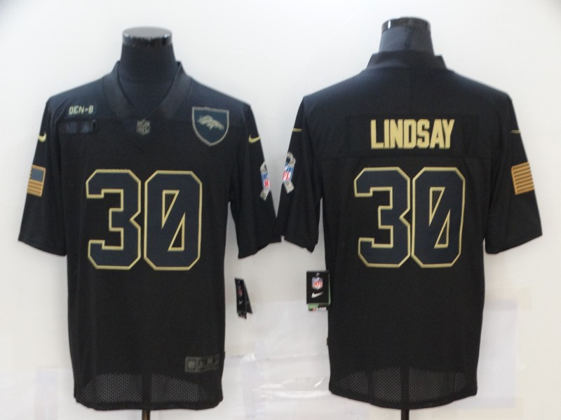 Nike Broncos 30 Phillip Lindsay Black 2020 Salute To Service Limited Jersey