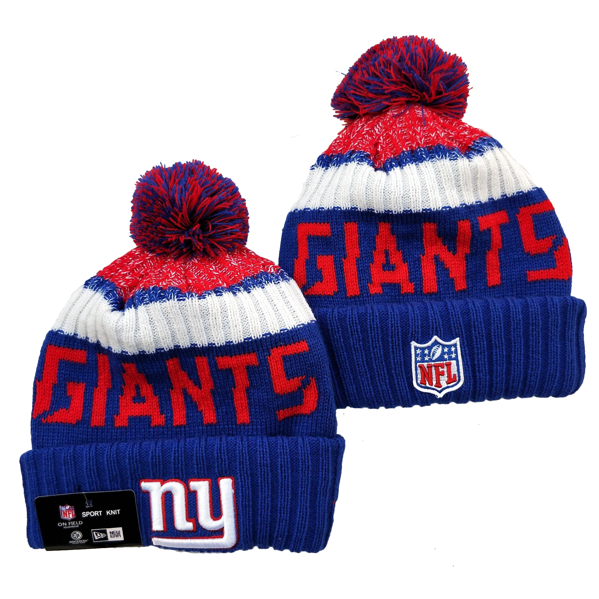 New York Giants Team Logo Royal Pom Knit Hat YD