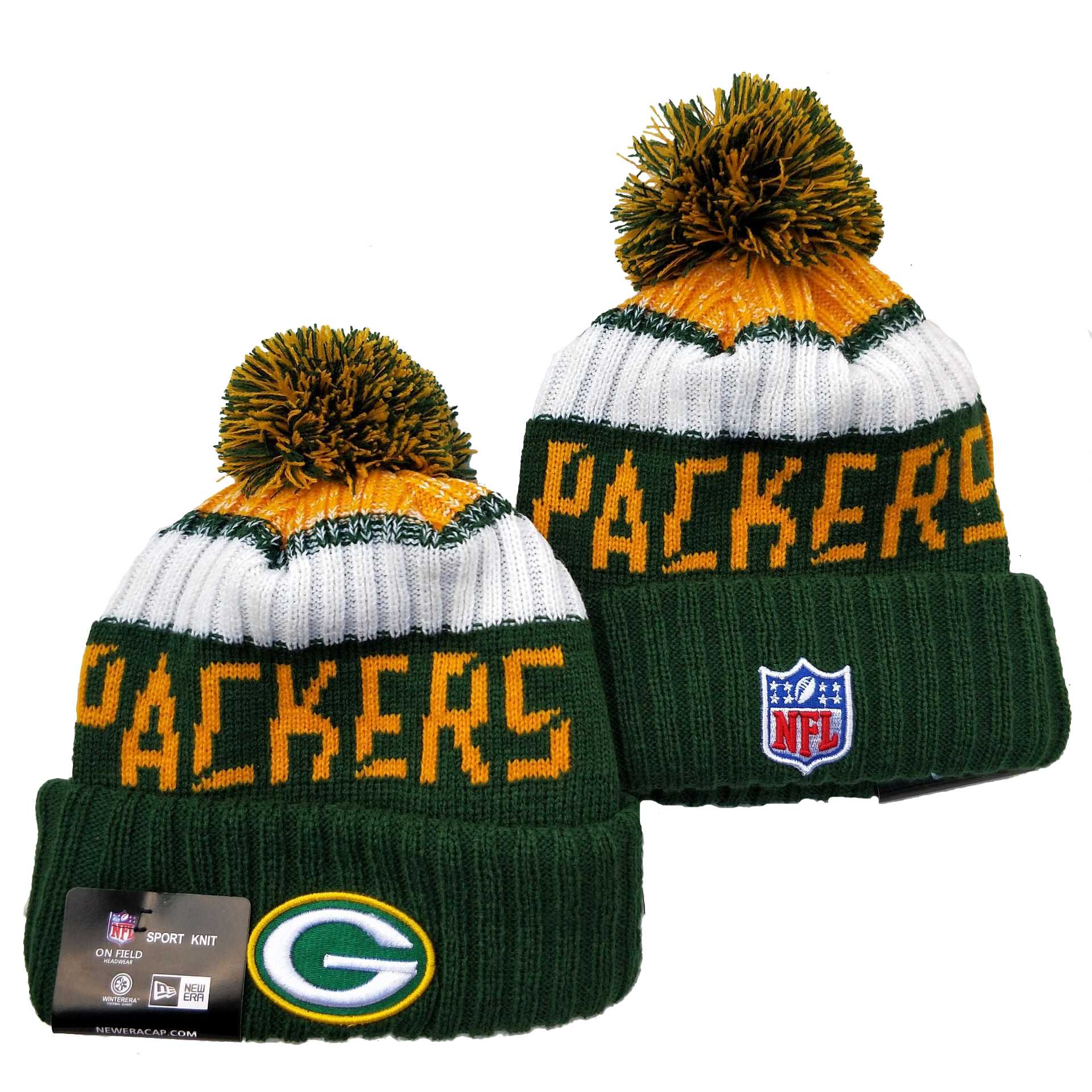 Packers Team Logo Green Pom Knit Hat YD - Click Image to Close