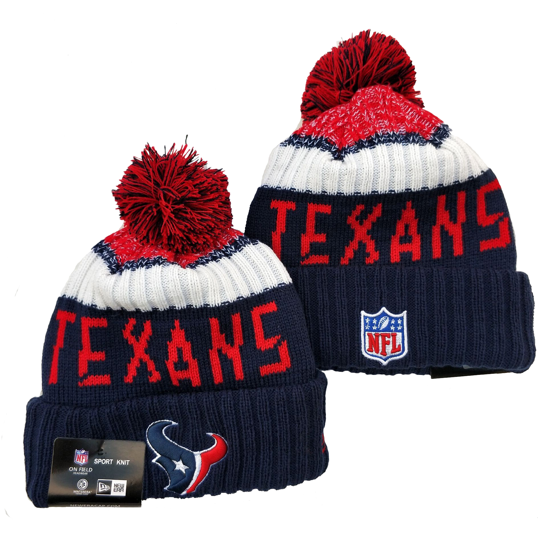 Texans Team Logo Navy Pom Knit Hat YD