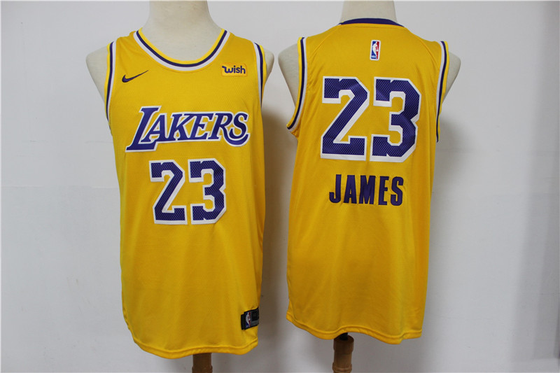 Lakers 23 Lebron James Yellow Nike Swingman Jersey