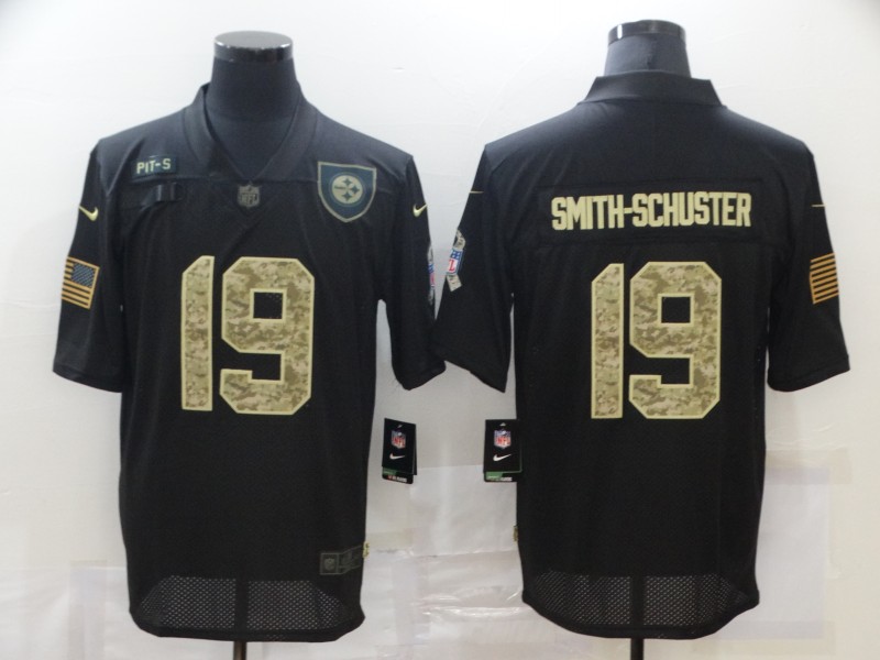 Nike Steelers 19 JuJu Smith Schuster Black Camo 2020 Salute To Service Limited Jersey - Click Image to Close