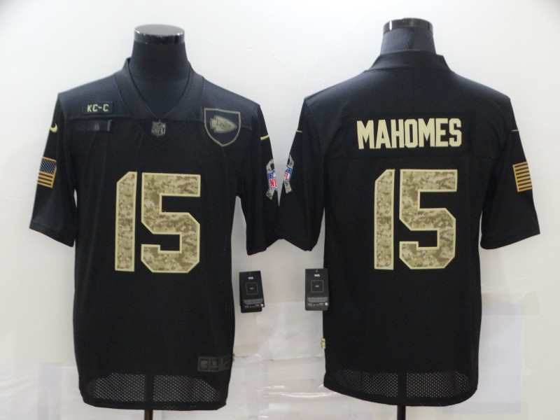 Nike Chiefs 15 Patrick Mahomes Black Camo 2020 Salute To Service Limited Jersey - Click Image to Close