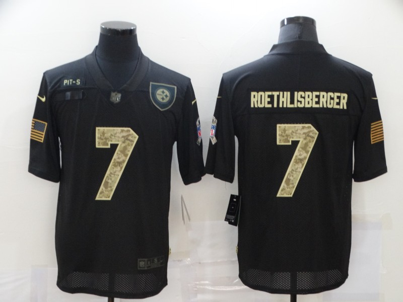 Nike Steelers 7 Ben Roethlisberger Black Camo 2020 Salute To Service Limited Jersey - Click Image to Close