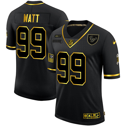 Nike Texans 99 J.J. Watt Black Gold 2020 Salute To Service Limited Jersey - Click Image to Close