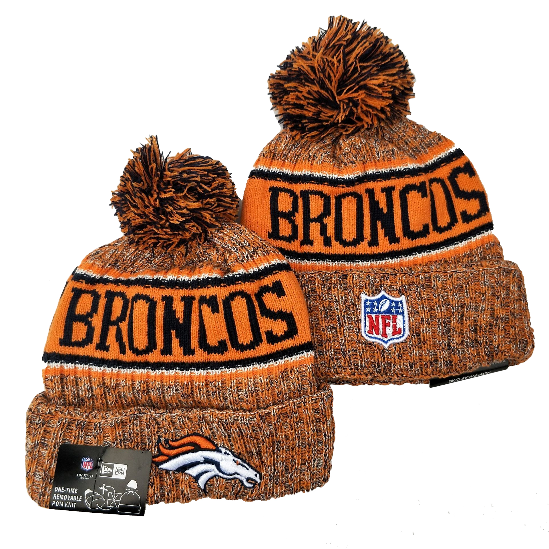 Broncos Team Logo Orange Pom Knit Hat YD