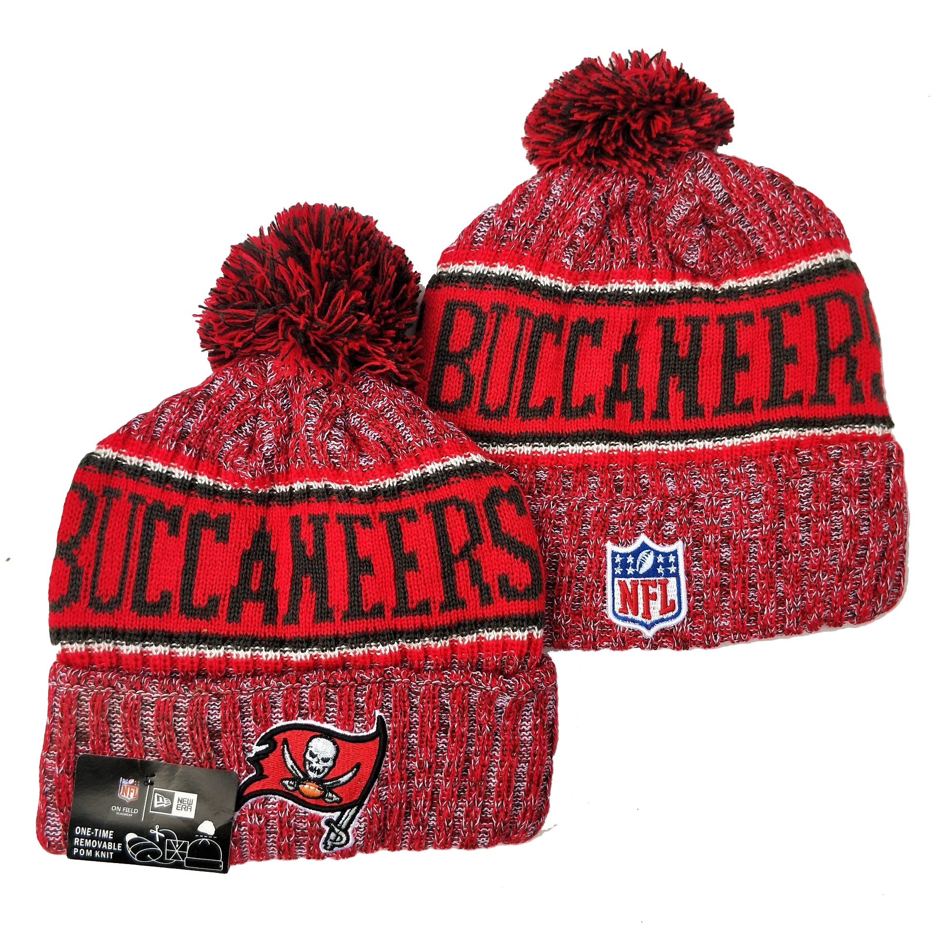 Buccaneers Team Logo Red Pom Knit Hat YD
